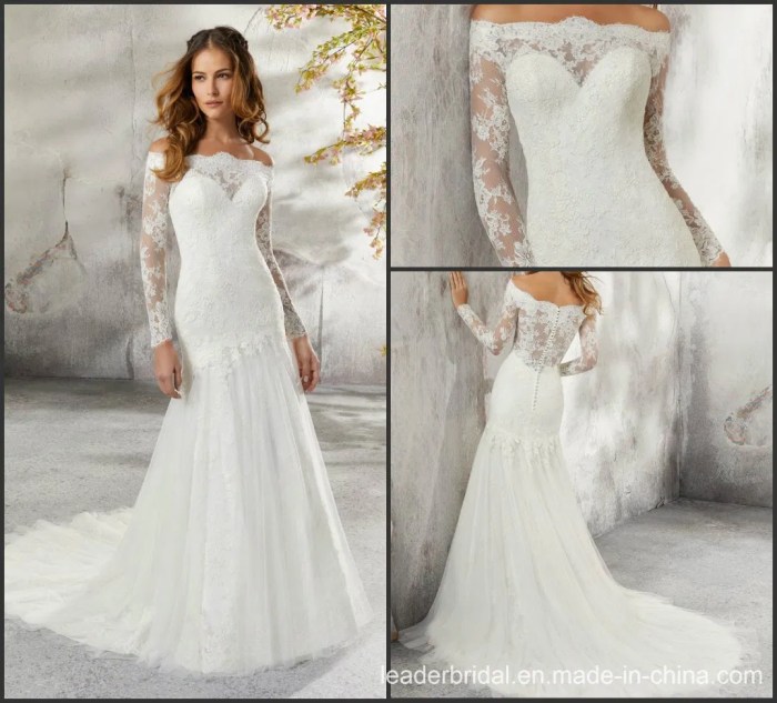 Long sleeve women's wedding dress