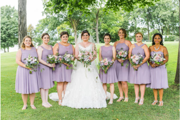 Ivory and champagne wedding dress