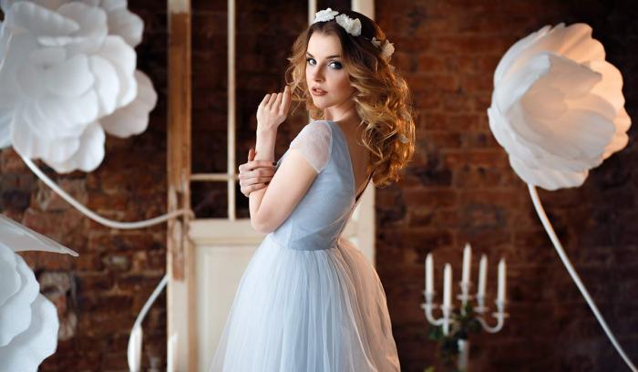 Irish wedding dress blue